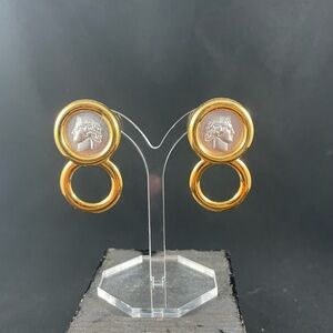 Vintage Monet Gold Tone Coin Door Knocker Earrings